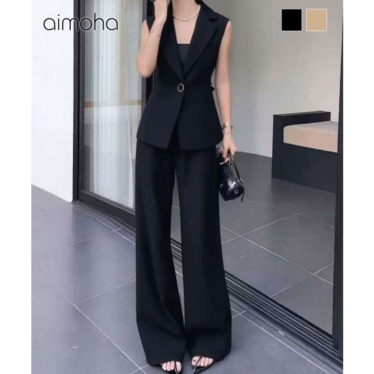 aimoha ロングジレ＋ワイドパンツセットアップ | aimoha  | 詳細画像1 