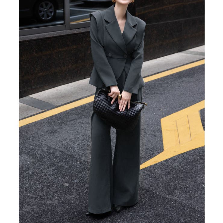 aimoha ダブルテーラードジャケット＋ワイドパンツセットアップ[品番