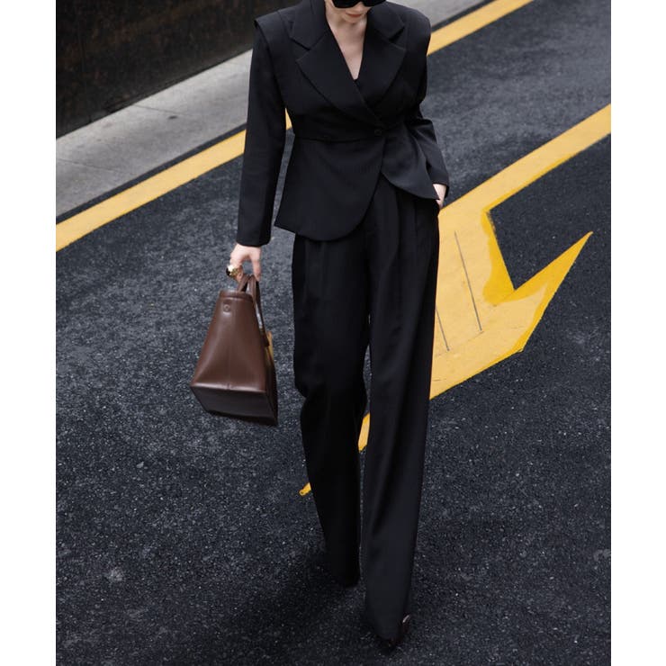 aimoha ダブルテーラードジャケット＋ワイドパンツセットアップ[品番