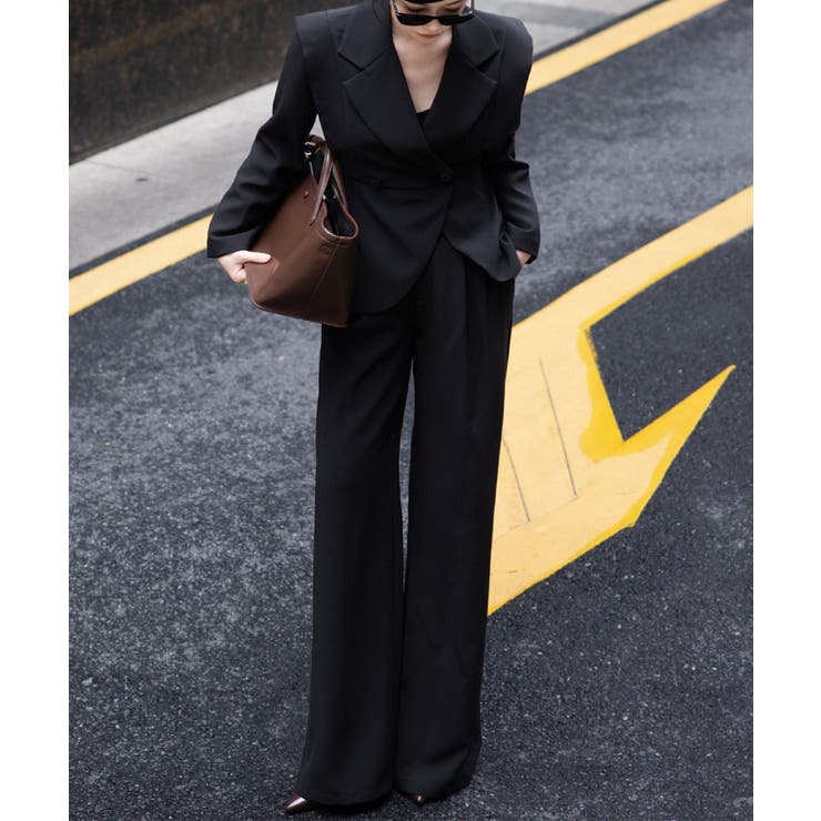 aimoha ダブルテーラードジャケット＋ワイドパンツセットアップ[品番