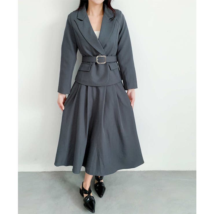 aimoha ウエストベルトテーラードジャケット＋フレアスカートセットアップ | aimoha  | 詳細画像13 