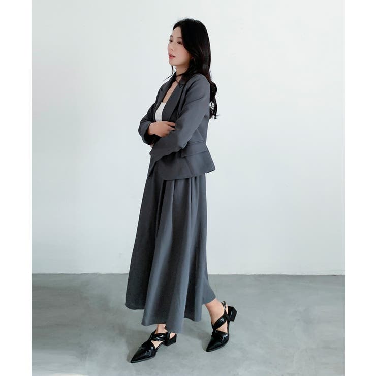 aimoha ウエストベルトテーラードジャケット＋フレアスカートセットアップ | aimoha  | 詳細画像16 