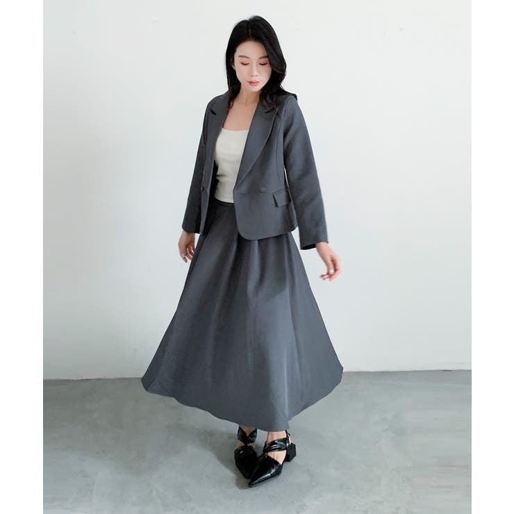 aimoha ウエストベルトテーラードジャケット＋フレアスカートセットアップ | aimoha  | 詳細画像8 