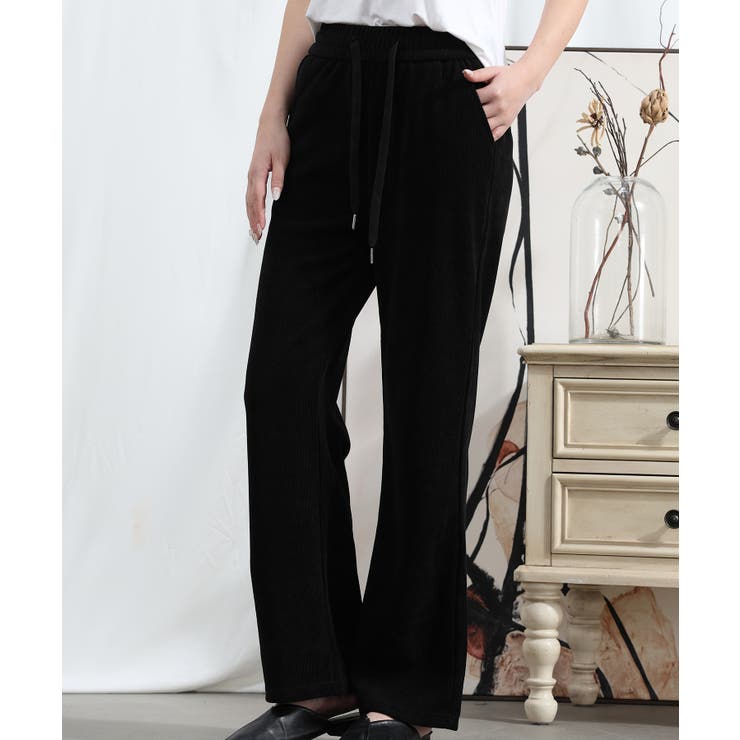 ブラック | 【Aimoha】ドローストリングストレートパンツ【AW】 | aimoha 