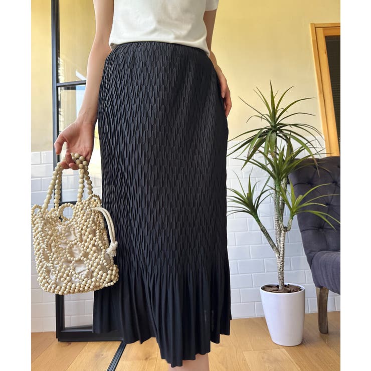 ブラック | ウエストゴムスカート | aimoha 