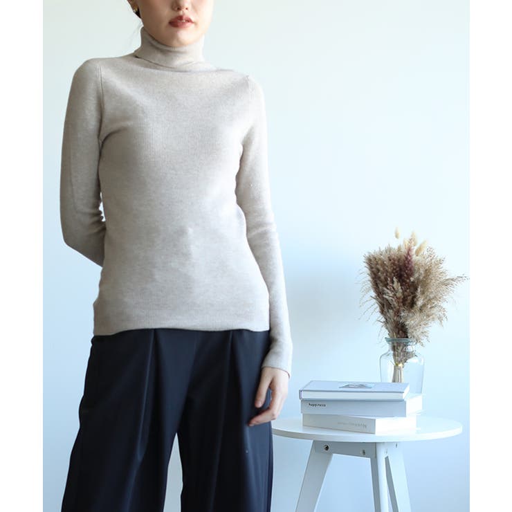 ライトベージュ | シンプルタートルネックニット【AW】 | aimoha 