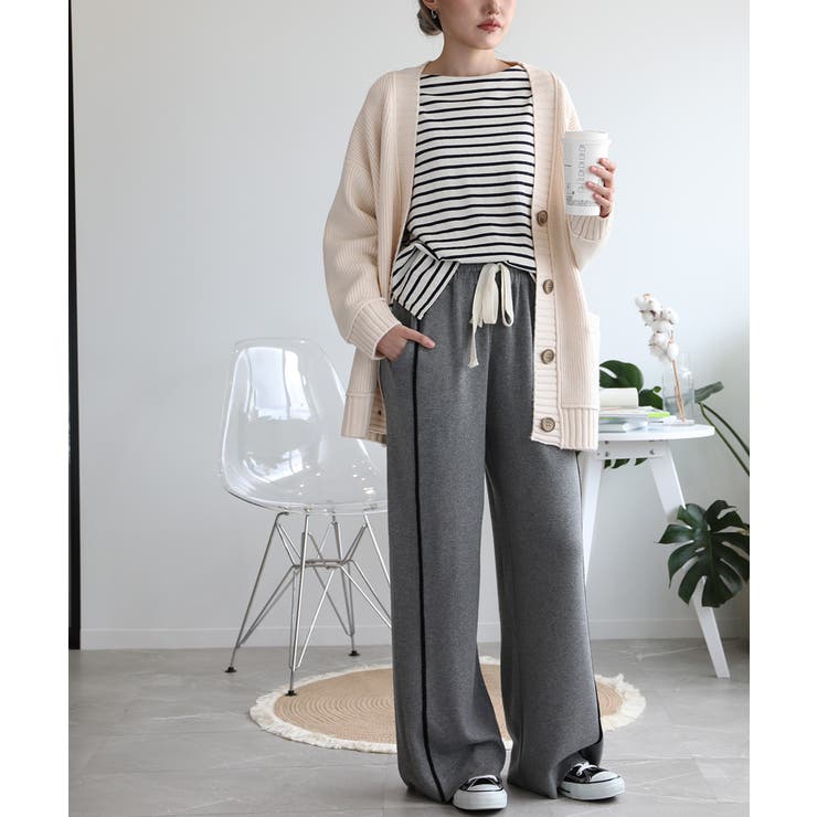 ラインデザインカジュアルニットパンツ | aimoha  | 詳細画像11 