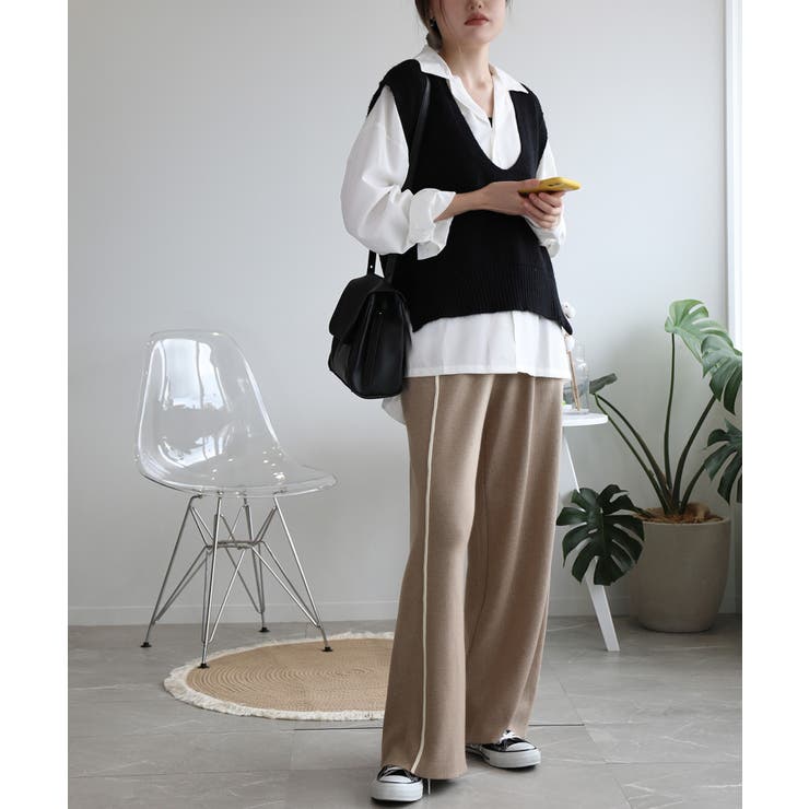 ラインデザインカジュアルニットパンツ | aimoha  | 詳細画像21 