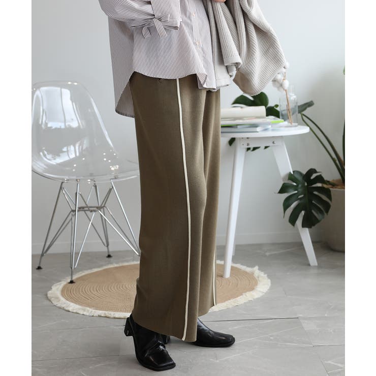 ラインデザインカジュアルニットパンツ | aimoha  | 詳細画像2 