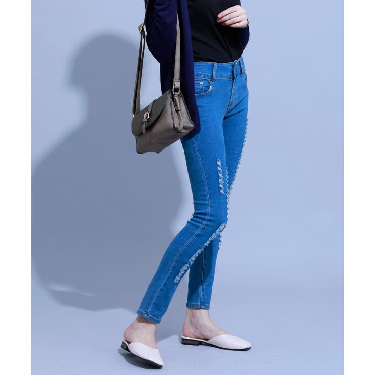 ストレッチクラッシュデニム デニム スキニー | aimoha  | 詳細画像9 