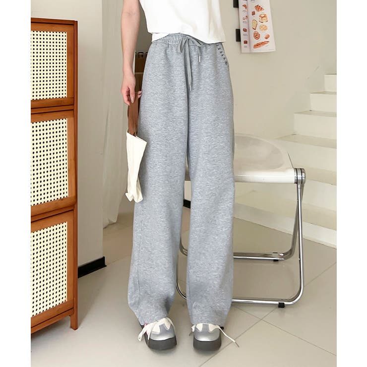 グレー | ロゴハイウエストドローストリングパンツ  | aimoha 