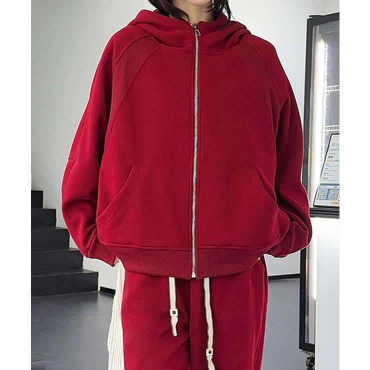 レッド | ジップアップパーカー | aimoha 