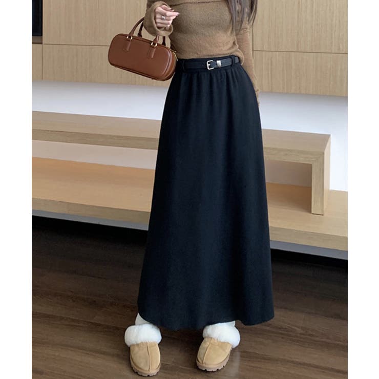 ブラック | 【Banico】ニットロングスカート【AW】 | aimoha 