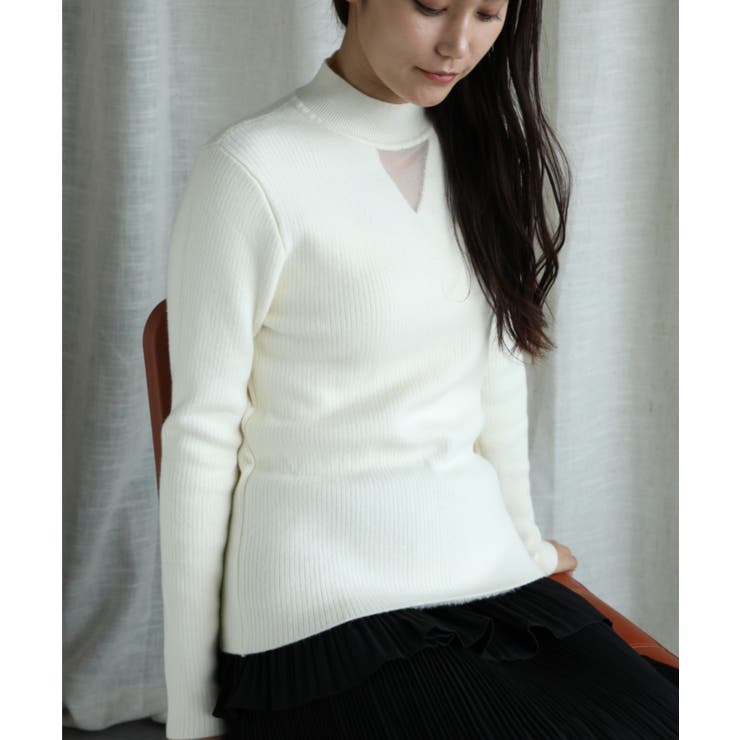 ホワイト | 【Aimoha】ソリッドカラーの長袖リブ | aimoha 