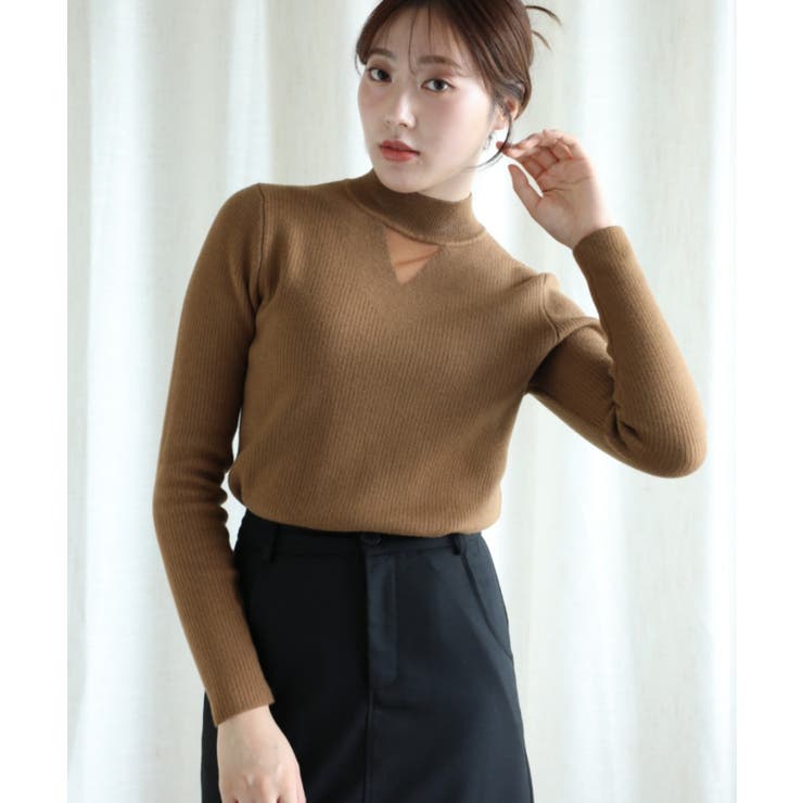 キャメル | 【Aimoha】ソリッドカラーの長袖リブ | aimoha 