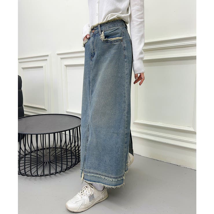 【aimoha】フリンジヘムデニムマキシスカート | aimoha  | 詳細画像10 