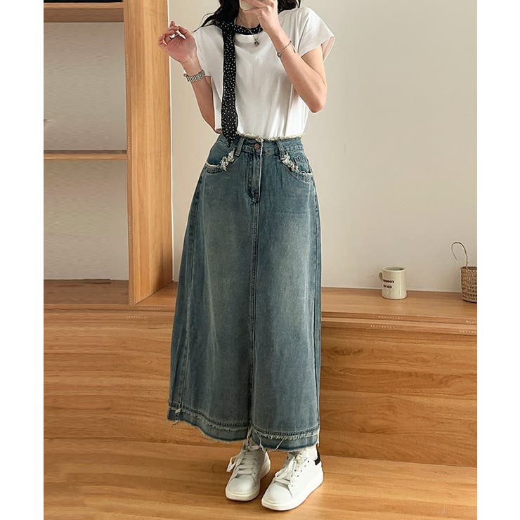 【aimoha】フリンジヘムデニムマキシスカート | aimoha  | 詳細画像11 