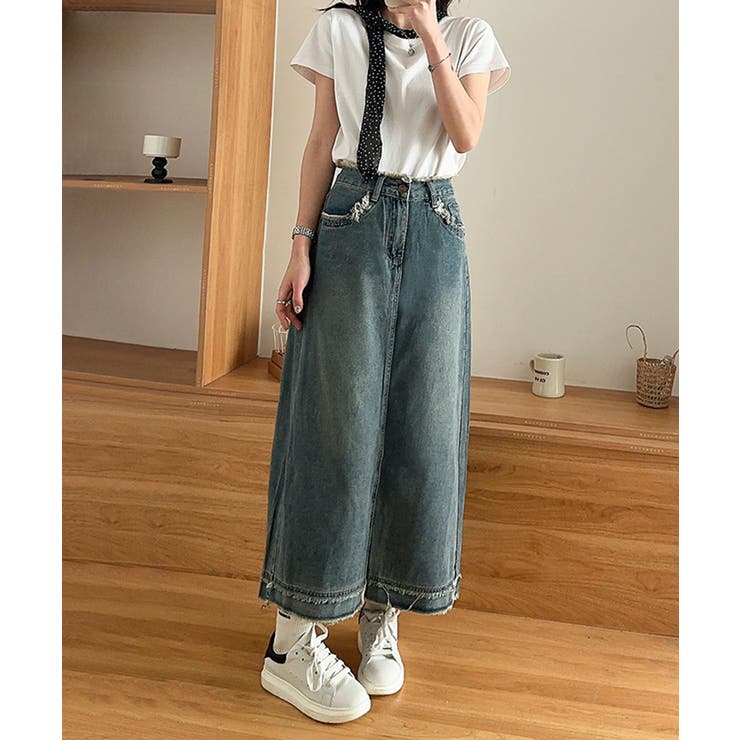 【aimoha】フリンジヘムデニムマキシスカート | aimoha  | 詳細画像13 