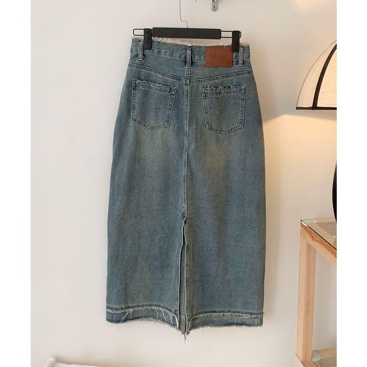 【aimoha】フリンジヘムデニムマキシスカート | aimoha  | 詳細画像2 