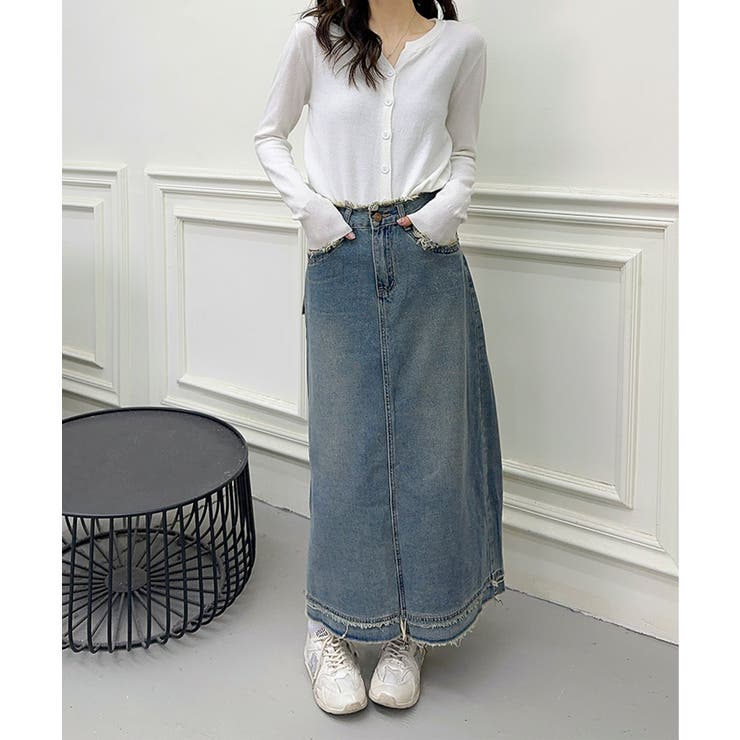 【aimoha】フリンジヘムデニムマキシスカート | aimoha  | 詳細画像8 