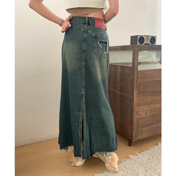 【aimoha】フリンジヘムフレアデニムスカート | aimoha  | 詳細画像10 