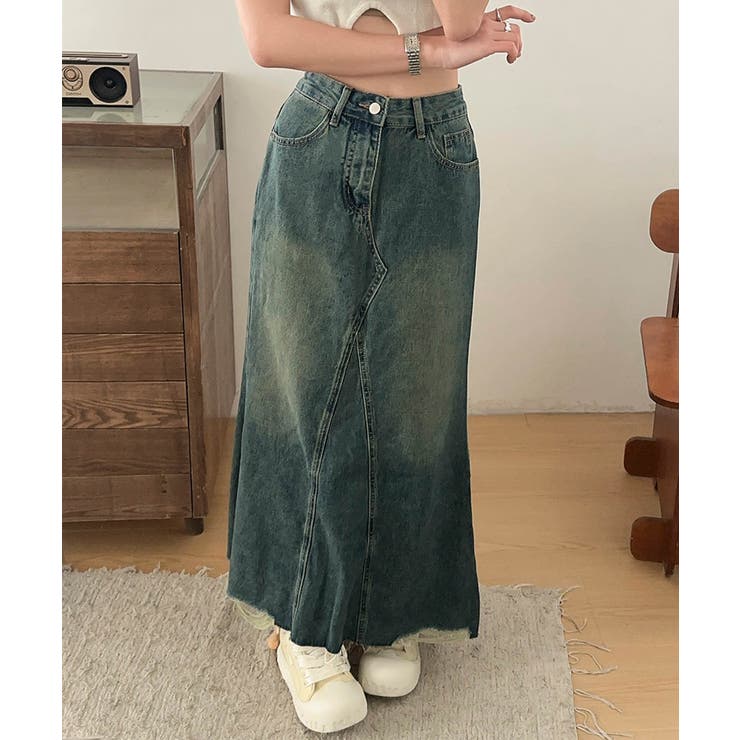 【aimoha】フリンジヘムフレアデニムスカート | aimoha  | 詳細画像12 