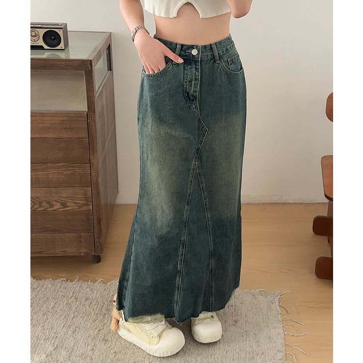 【aimoha】フリンジヘムフレアデニムスカート | aimoha  | 詳細画像13 