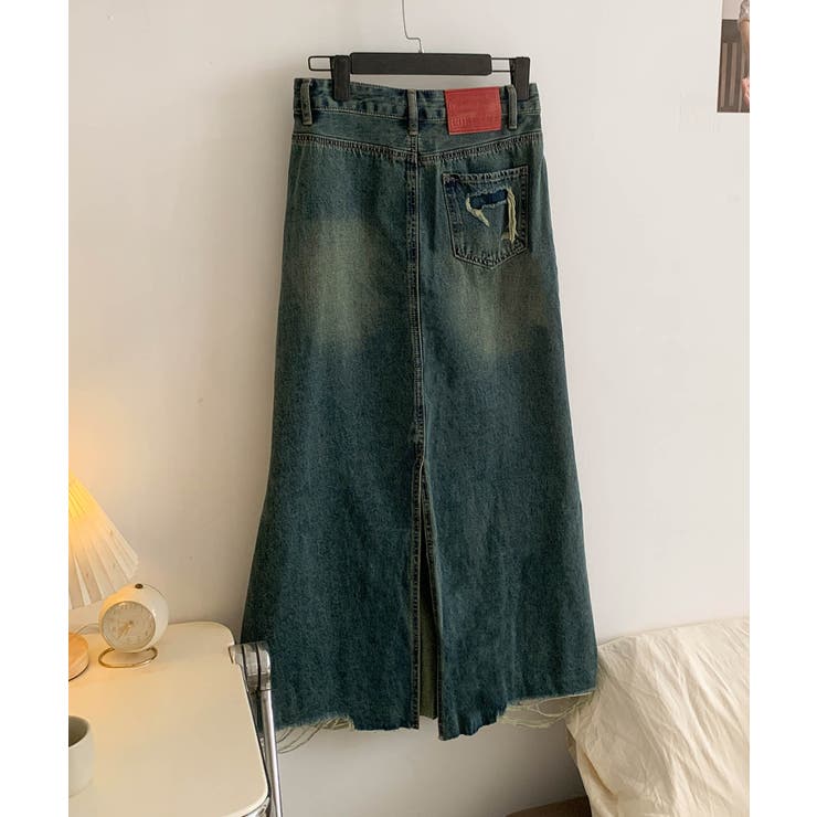 【aimoha】フリンジヘムフレアデニムスカート | aimoha  | 詳細画像2 