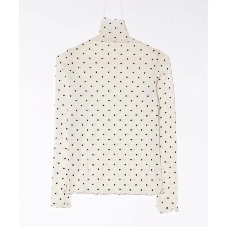 ホワイト | 【HOOK】for girls ドット柄ハイネックシアートップス | HOOK