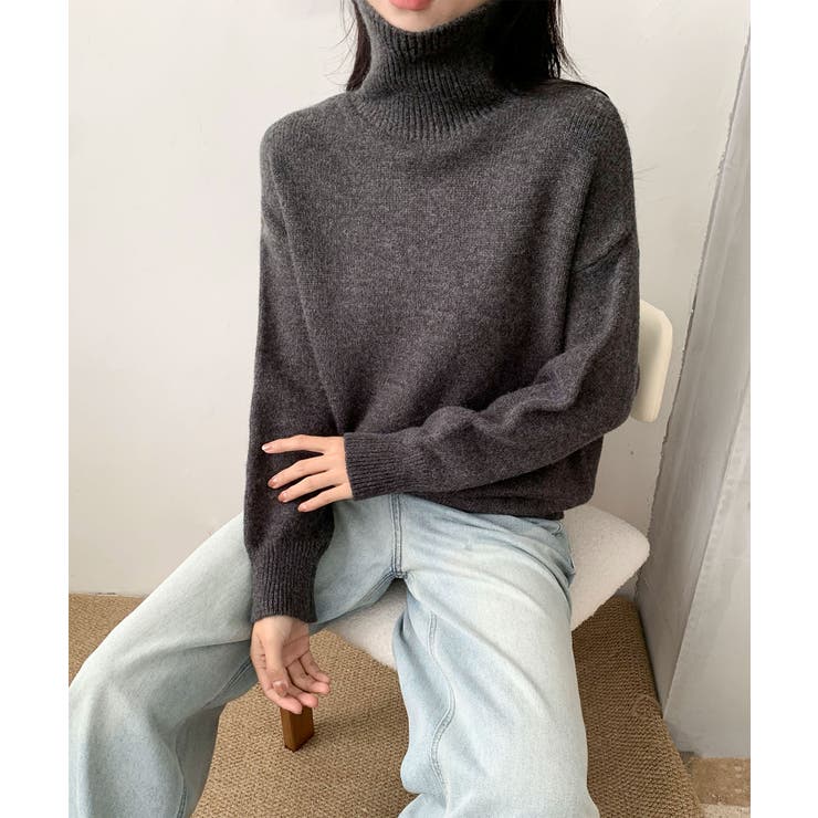 ダークグレー | ベーシックタートルネックニットプルオーバー | aimoha 