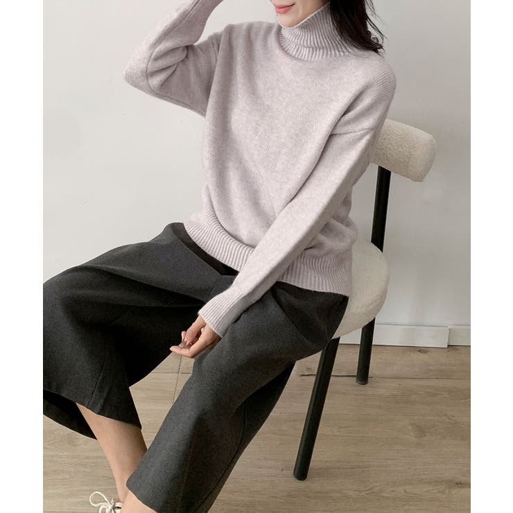 パープル | ベーシックタートルネックニットプルオーバー | aimoha 