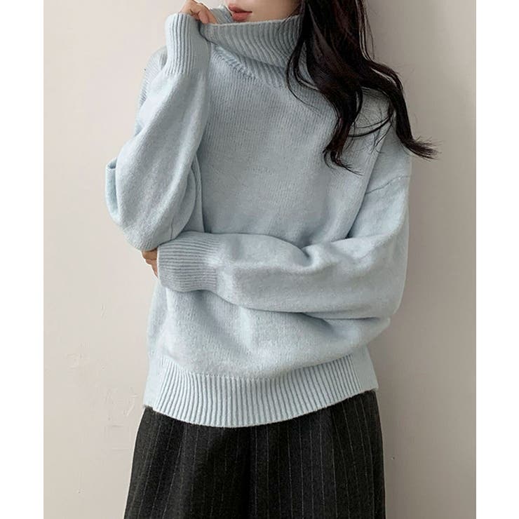 ブルー | ベーシックタートルネックニットプルオーバー | aimoha 