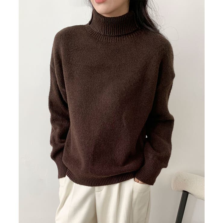 コーヒー | ベーシックタートルネックニットプルオーバー | aimoha 