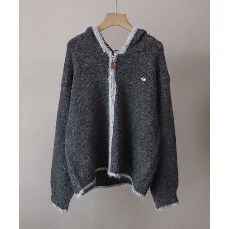 配色ライン入りフーディカーディガン | aimoha  | 詳細画像3 