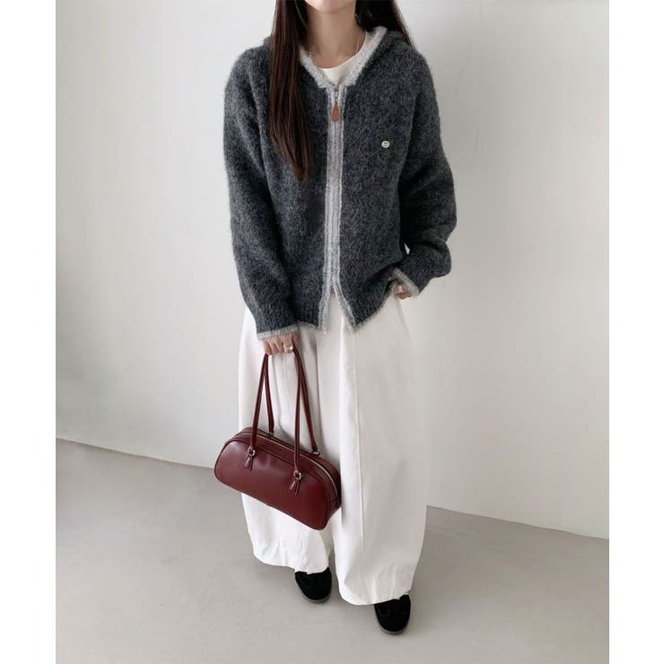 配色ライン入りフーディカーディガン | aimoha  | 詳細画像1 