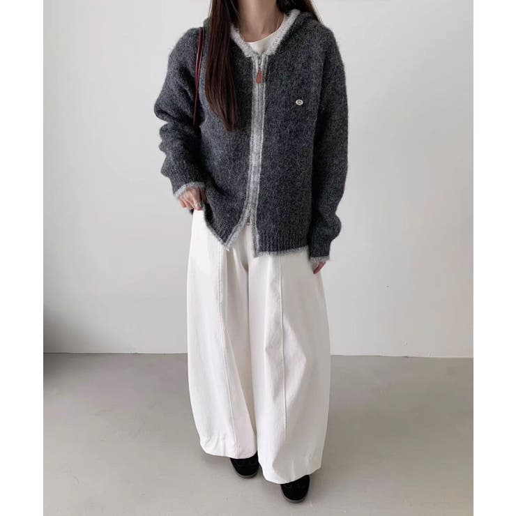 配色ライン入りフーディカーディガン | aimoha  | 詳細画像2 