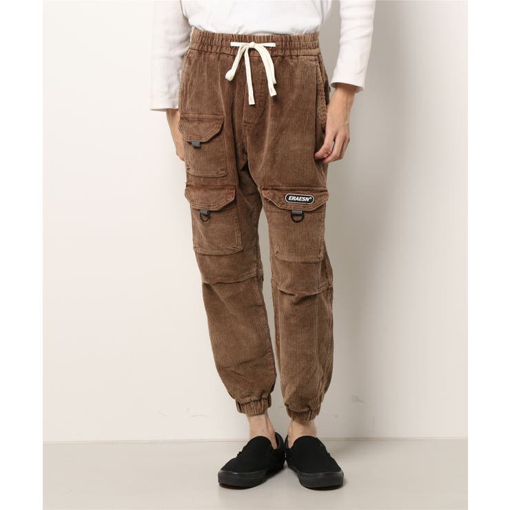 ANTIOFF ブラウンの多層ポケットパンツとカジュアルパンツ