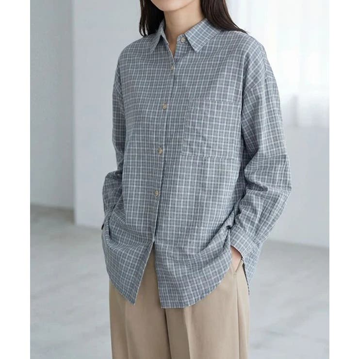 ライトブルー | オーバーサイズチェックシャツ | aimoha 