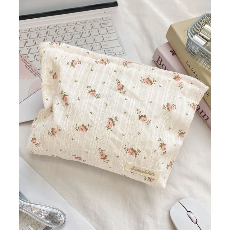 オフホワイト | 花柄マルチポーチ | aimoha 