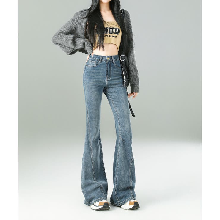 ウォッシュデニムフレアパンツ | aimoha  | 詳細画像4 