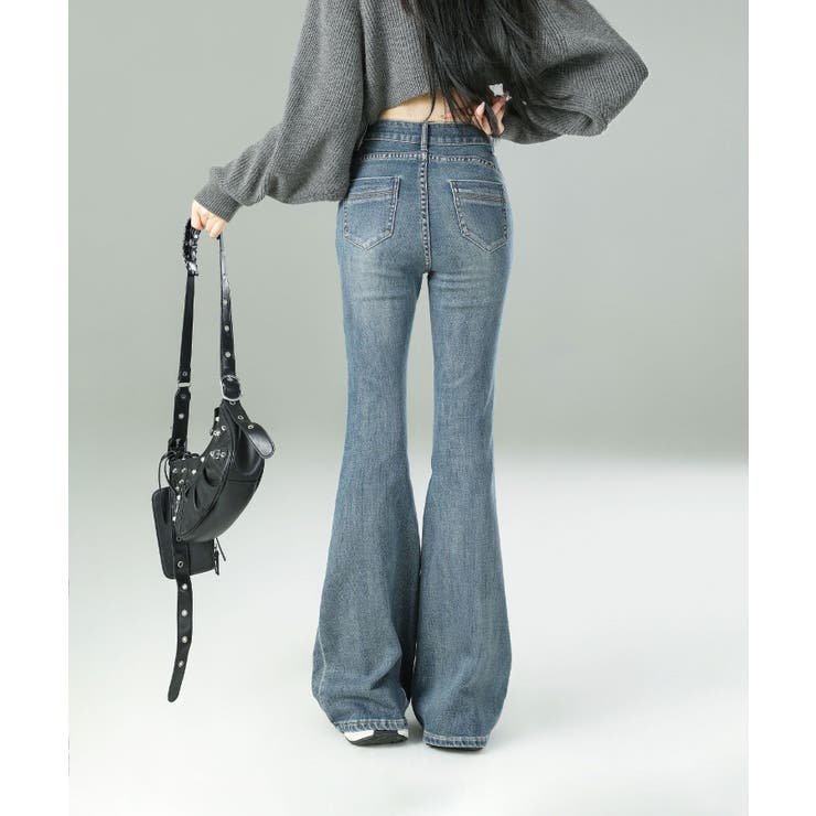 ウォッシュデニムフレアパンツ | aimoha  | 詳細画像9 