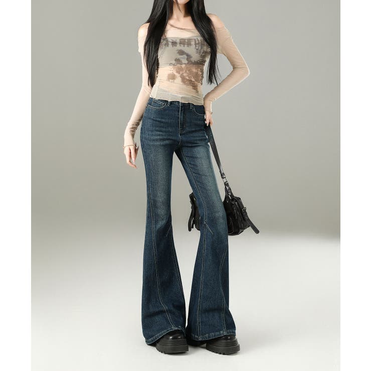 ウォッシュデニムフレアパンツ | aimoha  | 詳細画像11 