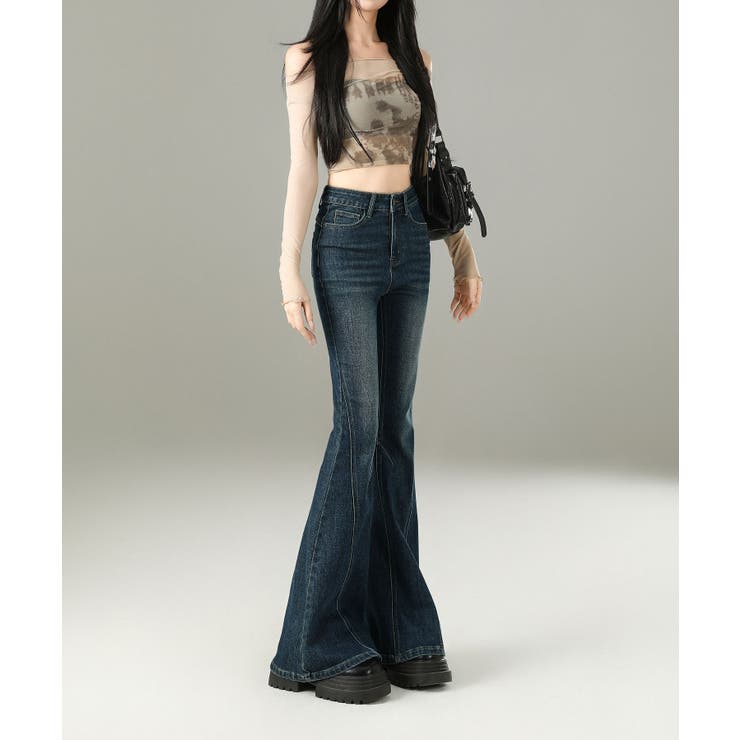 ウォッシュデニムフレアパンツ | aimoha  | 詳細画像18 