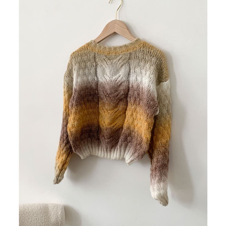 グラデーションケーブル編みニットプルオーバー | aimoha  | 詳細画像16 