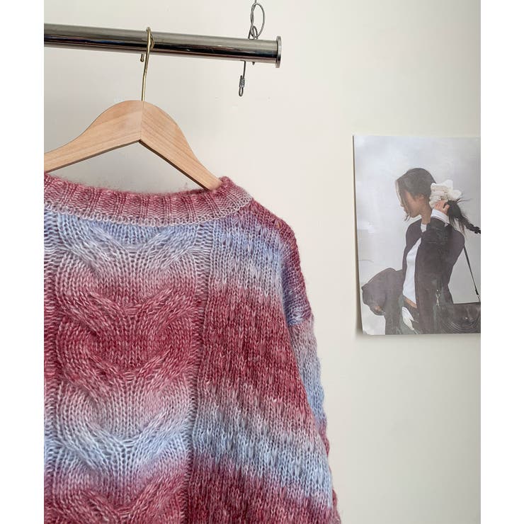 グラデーションケーブル編みニットプルオーバー | aimoha  | 詳細画像8 