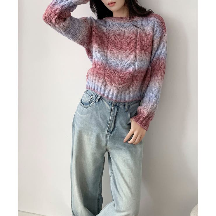 グラデーションケーブル編みニットプルオーバー | aimoha  | 詳細画像6 