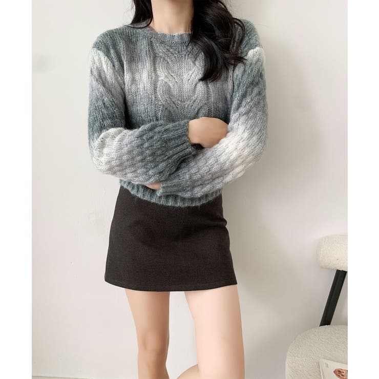 グラデーションケーブル編みニットプルオーバー | aimoha  | 詳細画像21 