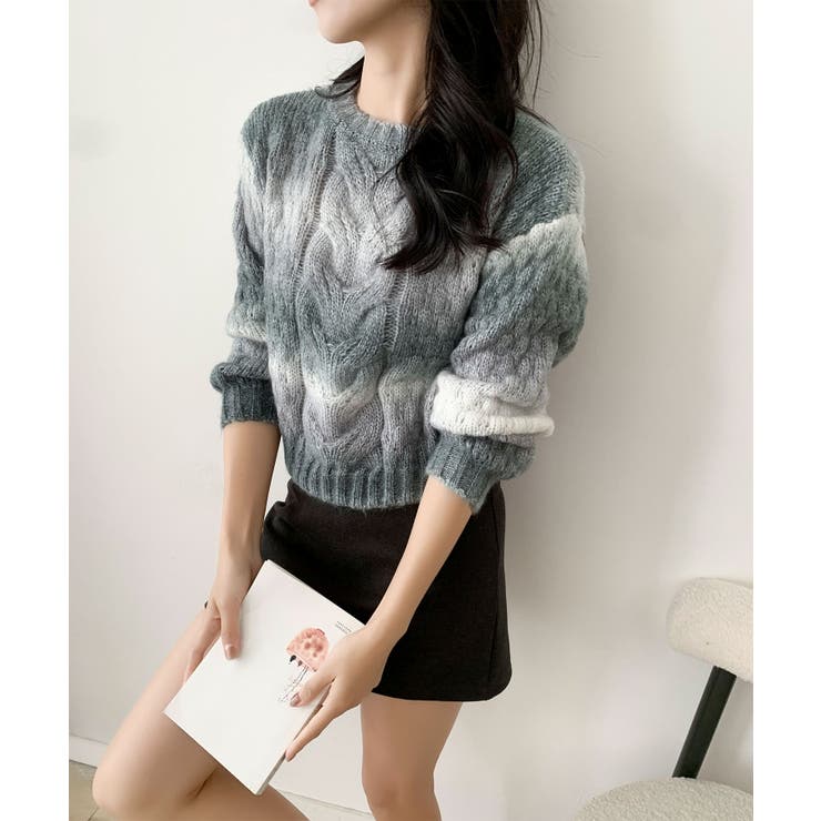 グラデーションケーブル編みニットプルオーバー | aimoha  | 詳細画像18 