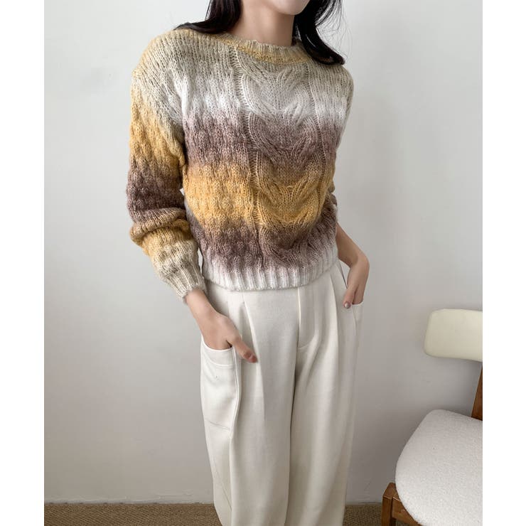 グラデーションケーブル編みニットプルオーバー | aimoha  | 詳細画像14 