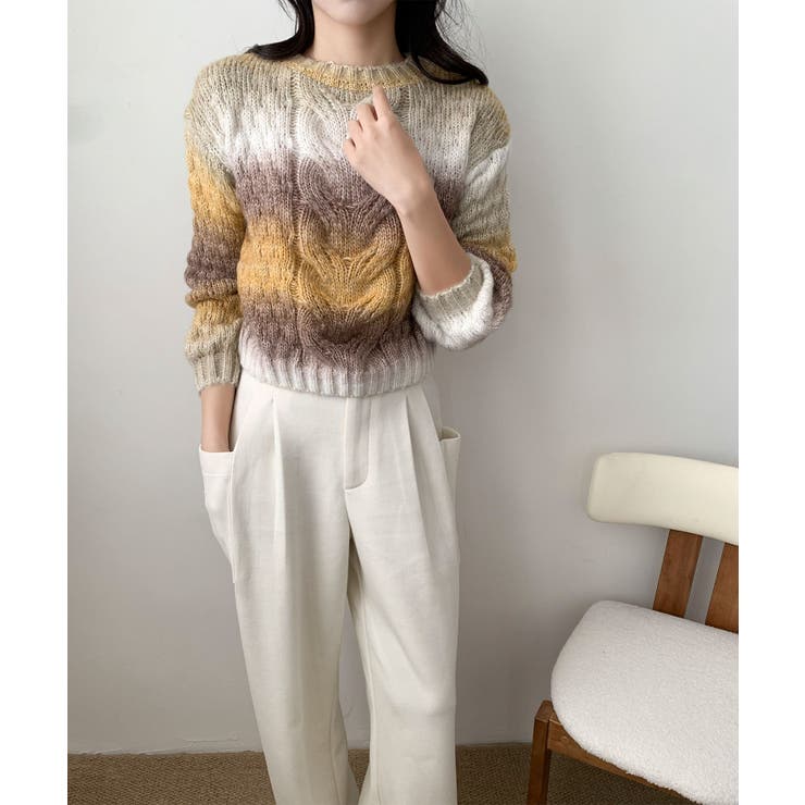 グラデーションケーブル編みニットプルオーバー | aimoha  | 詳細画像10 